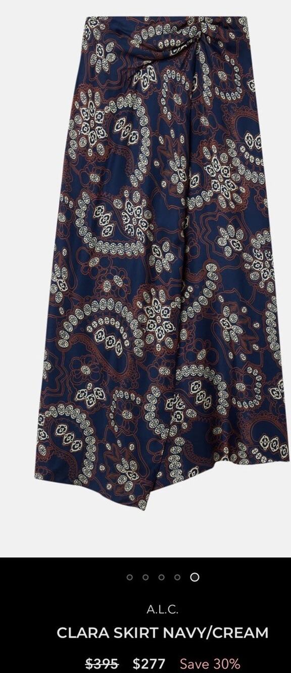 ALC Clara Midi Wrap Skirt Sz 4 As Seen On Good Morning America Paisley Silk Look